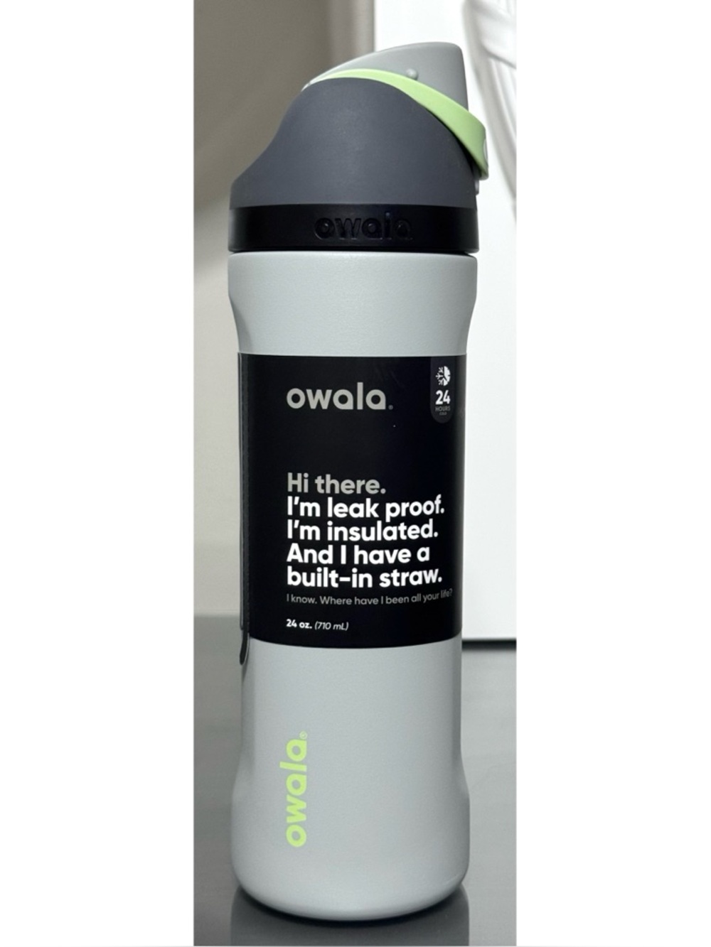 Owala FreeSip 24oz Stainless Steel Water Bottle, LIMESTONE